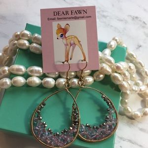 New Purple Gold colored wire work beaded earrings